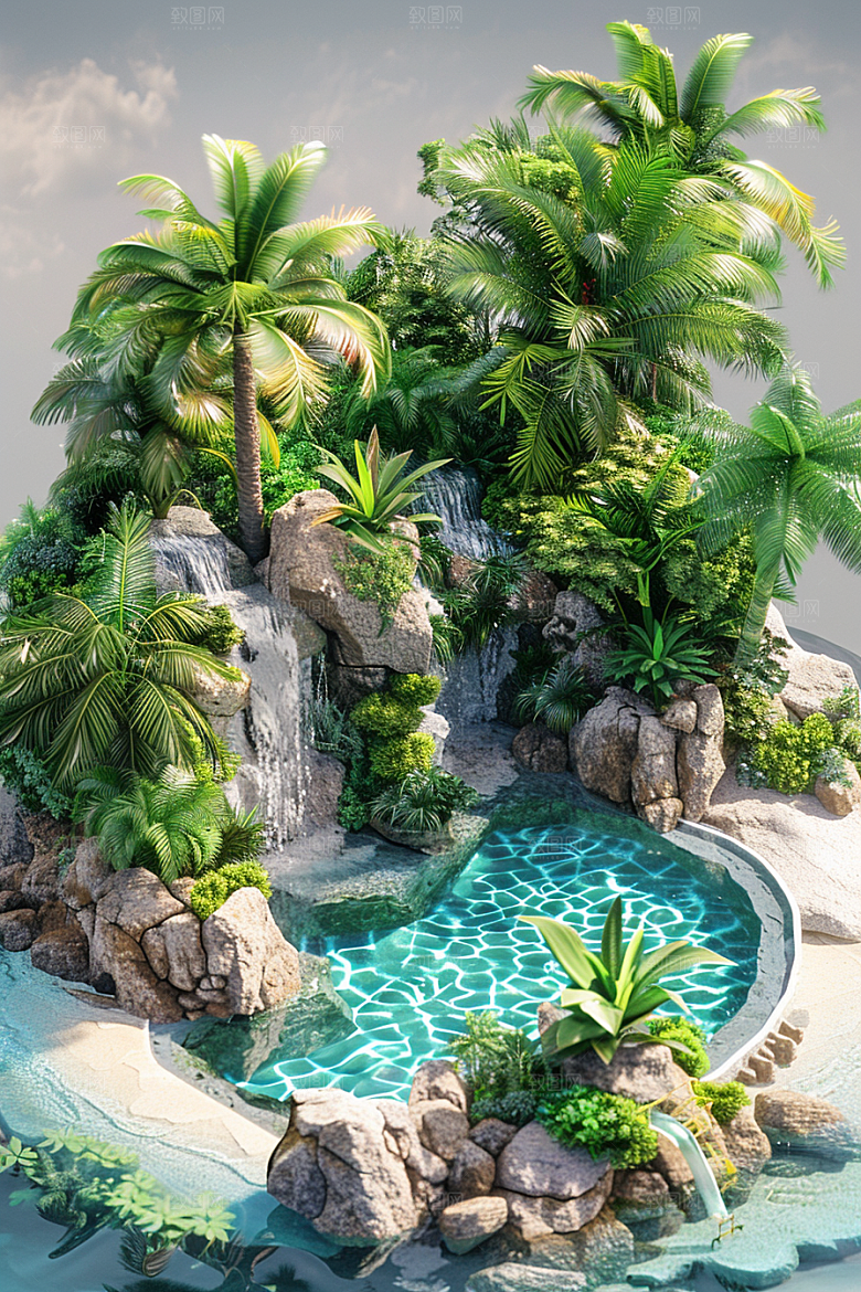 C4D泳池夏天游泳模型
