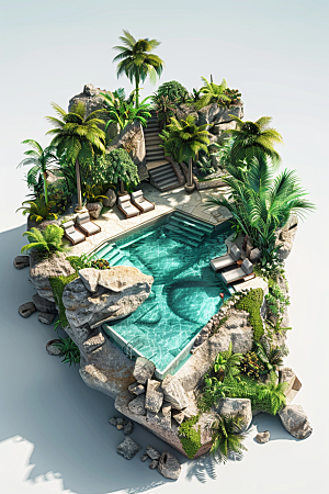 C4D泳池3D游泳模型
