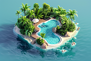 C4D泳池3D高清模型