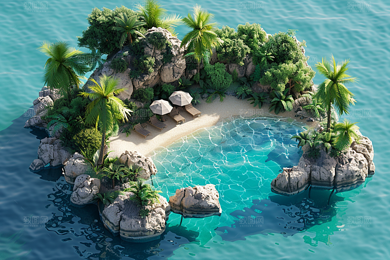 C4D泳池夏天立体模型