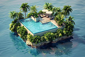 C4D泳池立体3D模型