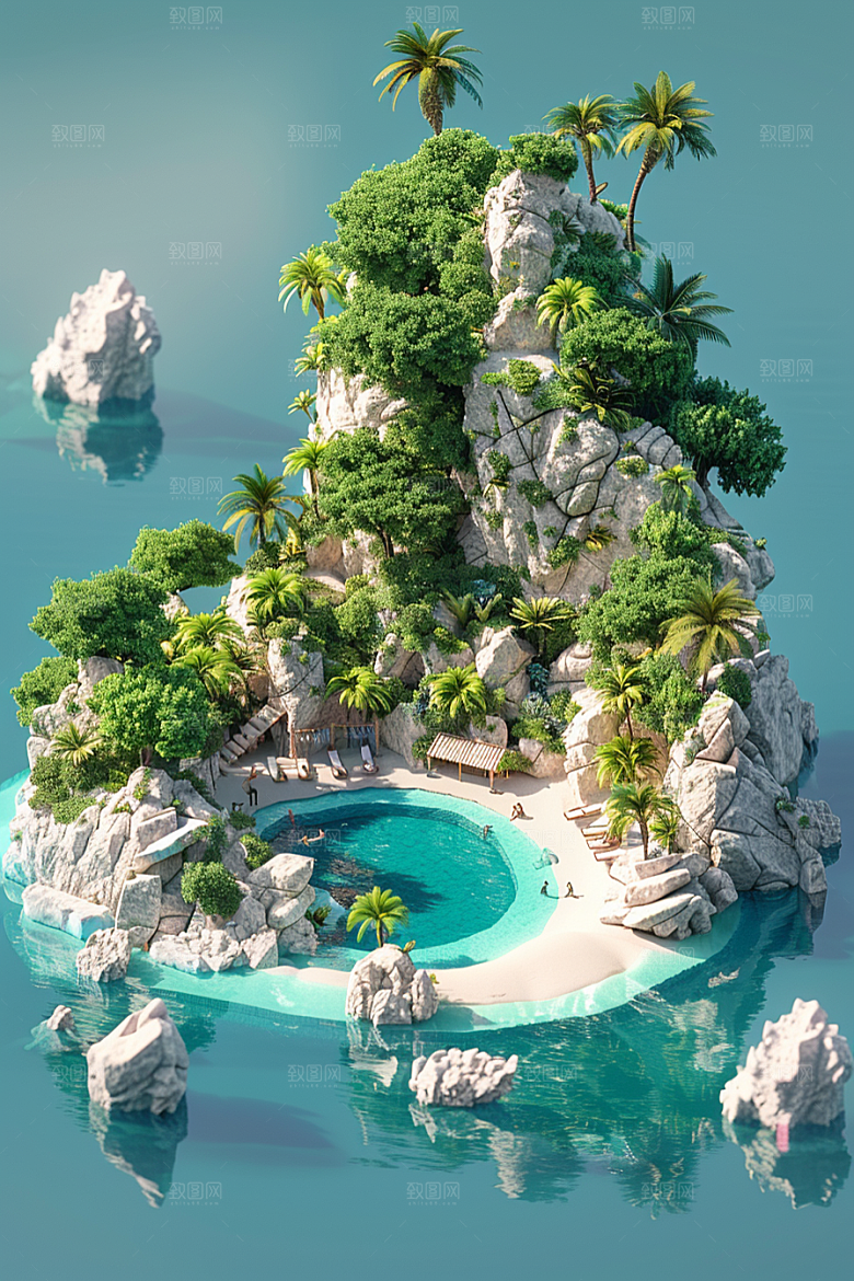 C4D泳池立体3D模型