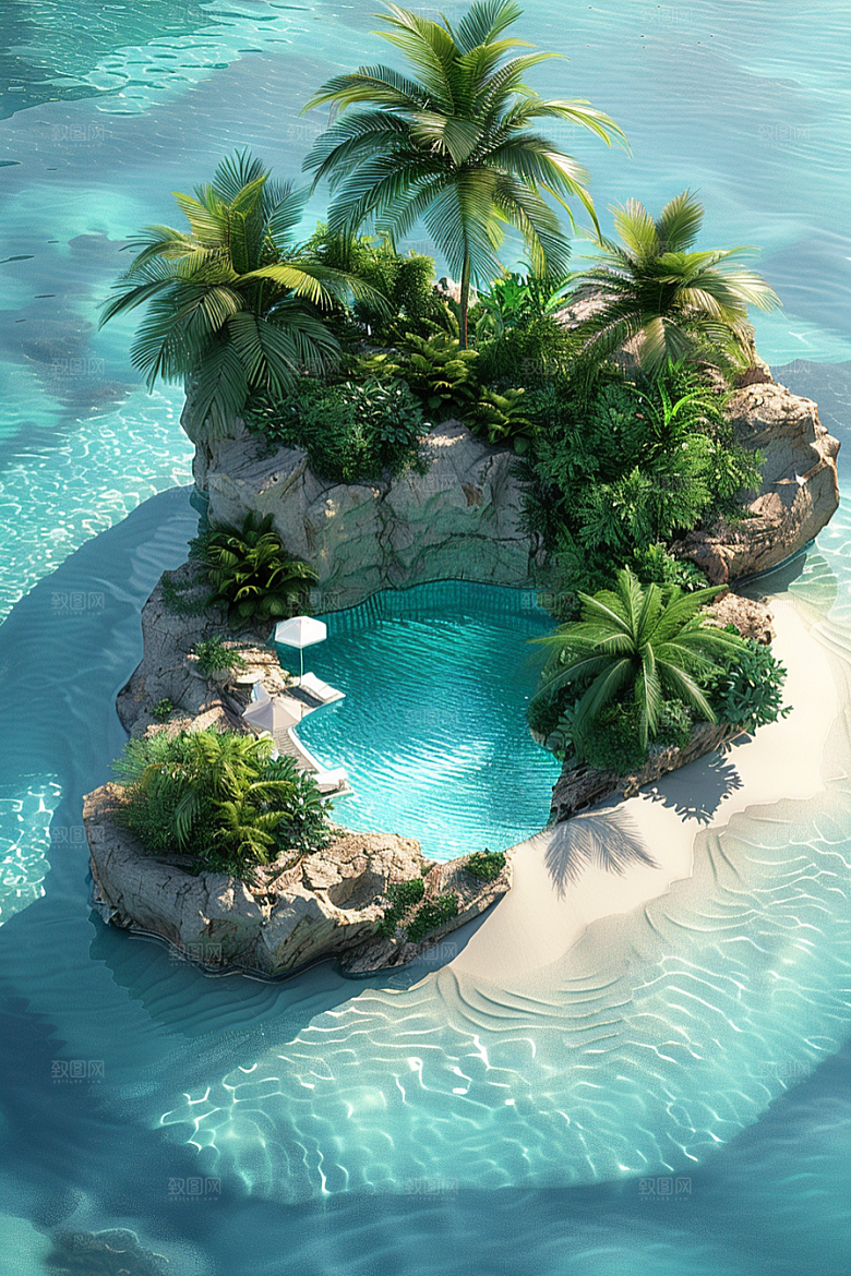 C4D泳池水上乐园夏天模型