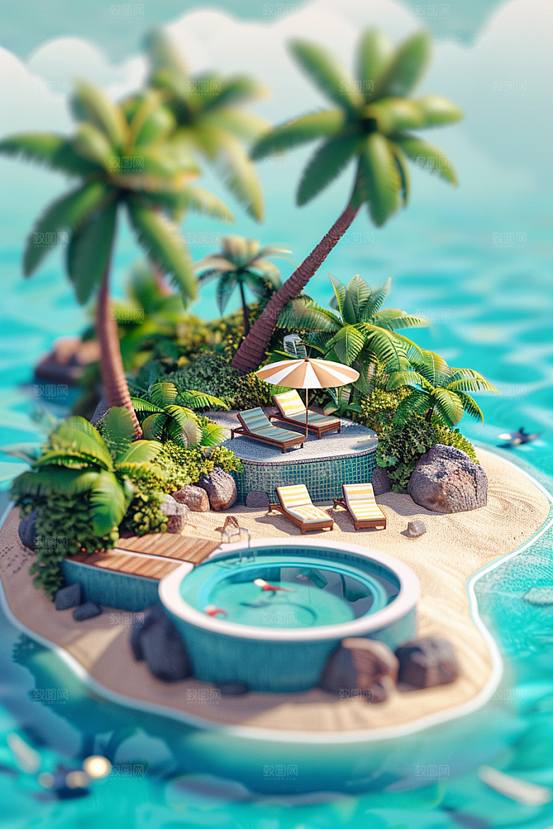 C4D泳池3D游泳模型