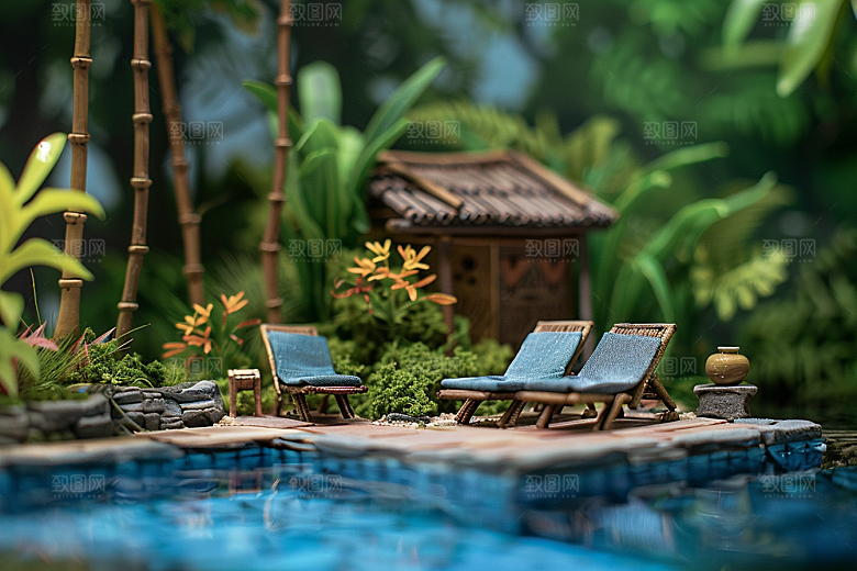 C4D泳池夏天游泳模型