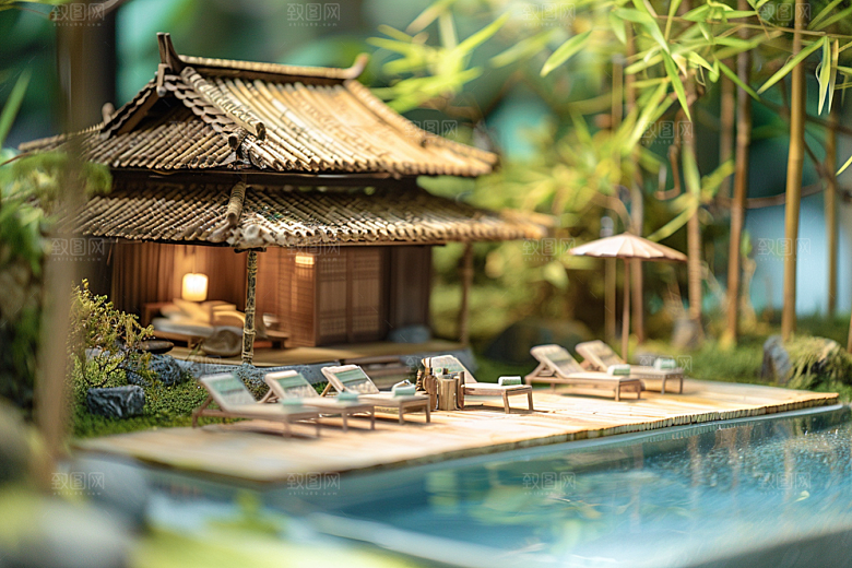 C4D泳池水上乐园夏日模型