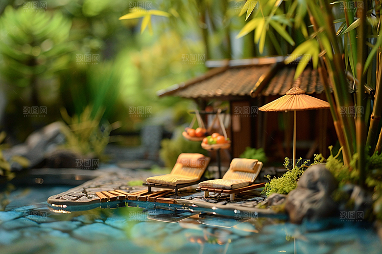 C4D泳池夏日水上乐园模型