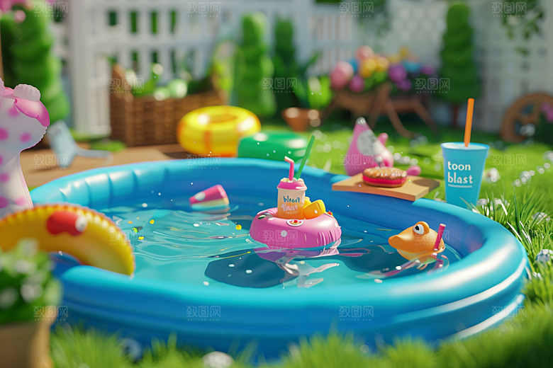 C4D泳池3D别墅模型