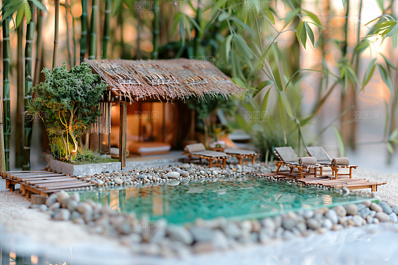 C4D泳池立体夏日模型