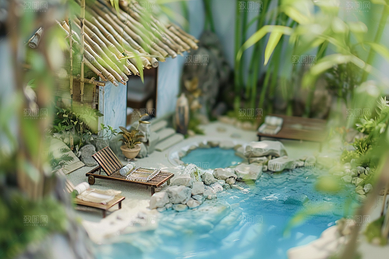 C4D泳池立体夏日模型