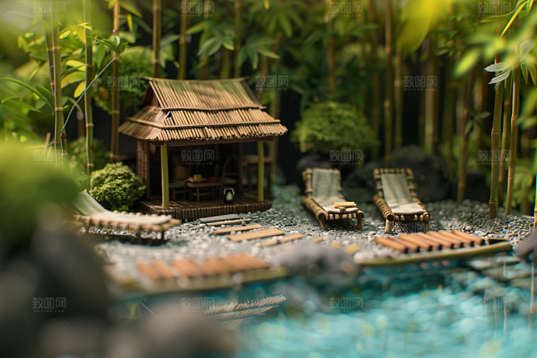 C4D泳池氛围夏日模型