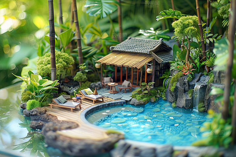 C4D泳池氛围夏天模型