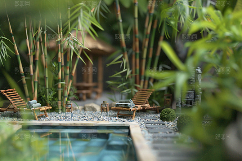 C4D泳池度假3D模型