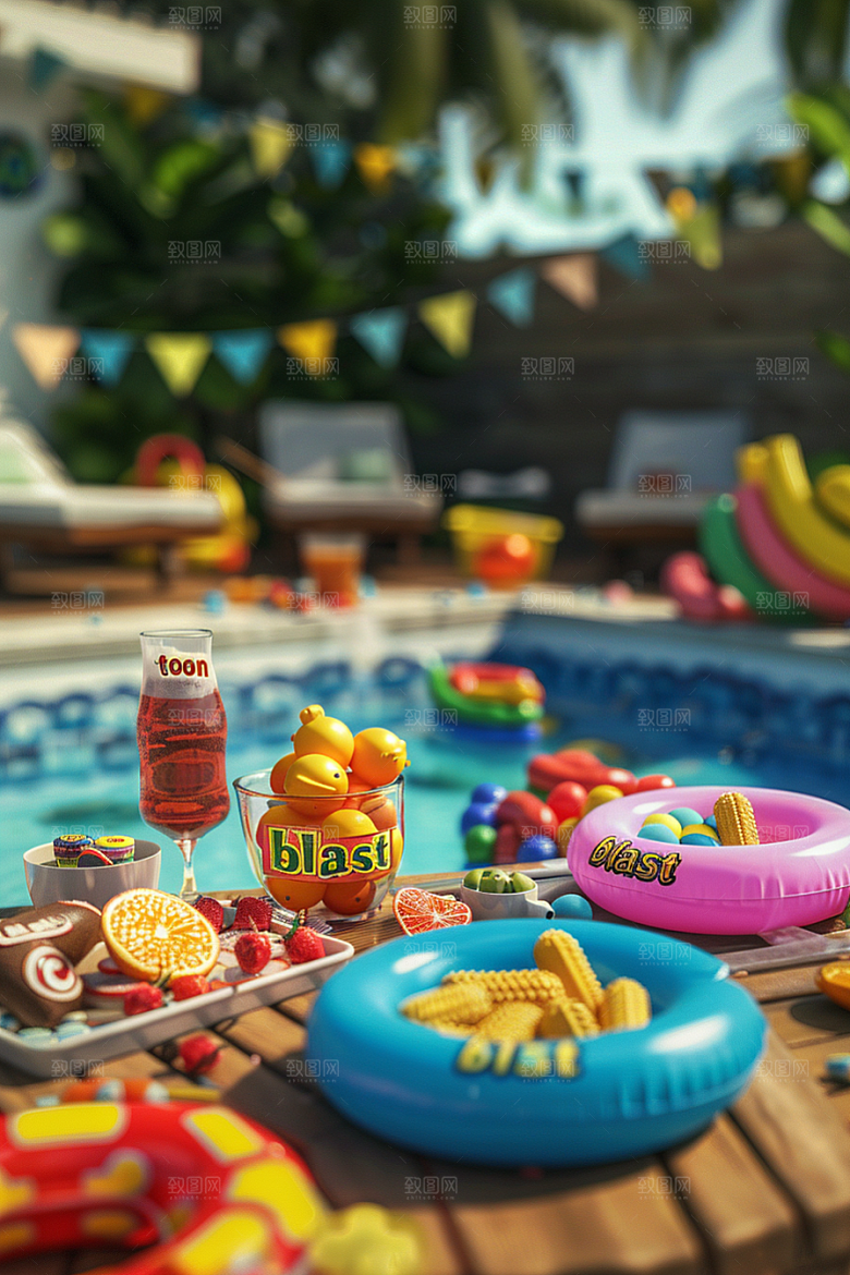 C4D泳池夏天3D模型
