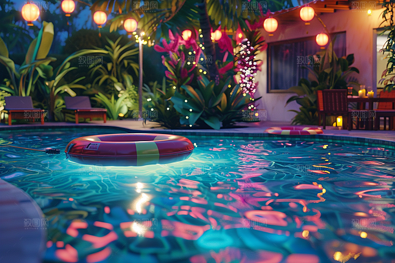 C4D泳池度假高清模型