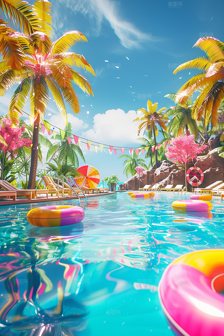 C4D泳池立体游泳模型