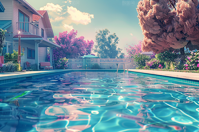 C4D泳池立体夏天模型