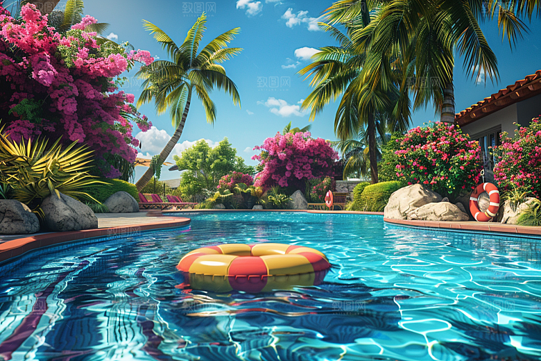 C4D泳池游泳3D模型