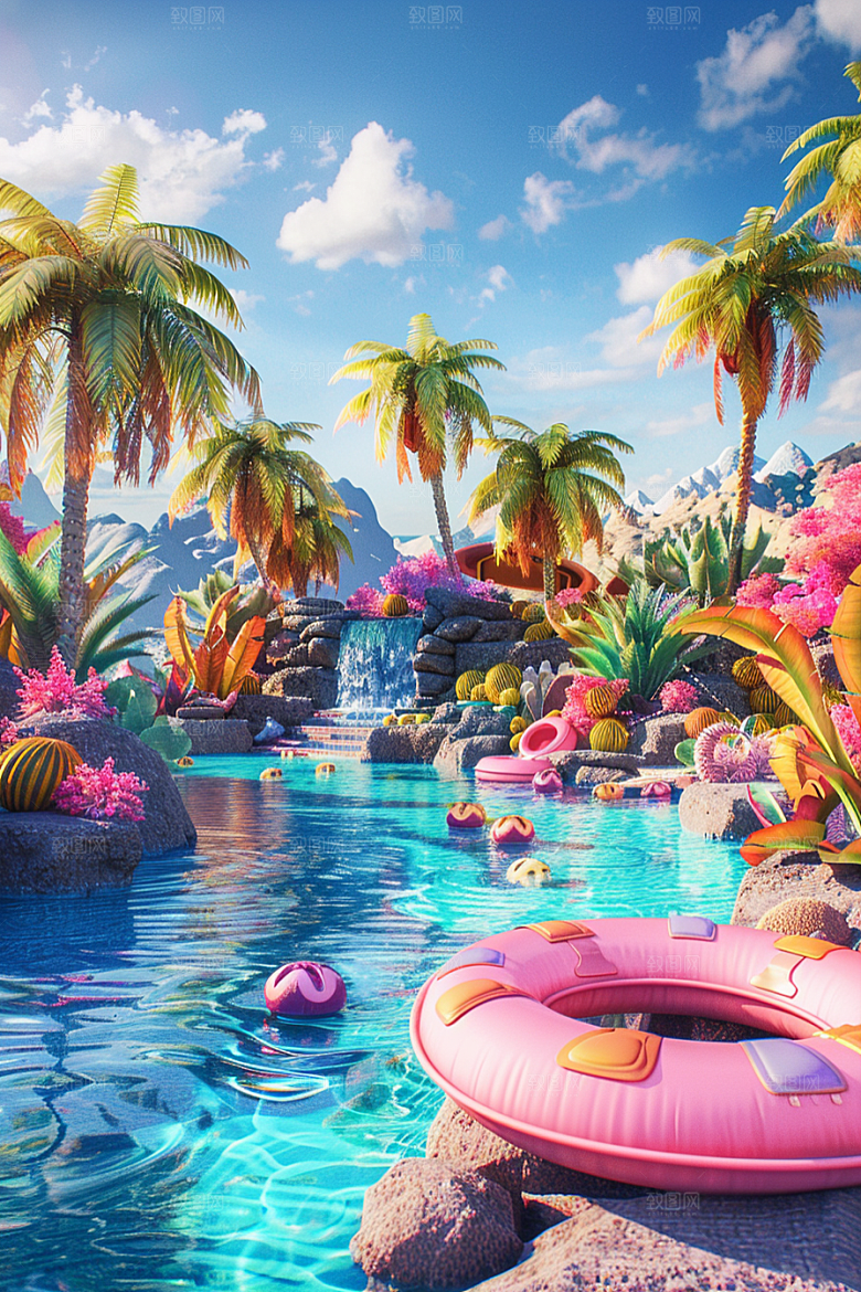 C4D泳池夏日高清模型