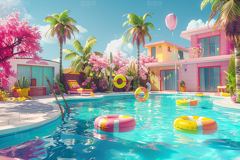 C4D泳池3D立体模型