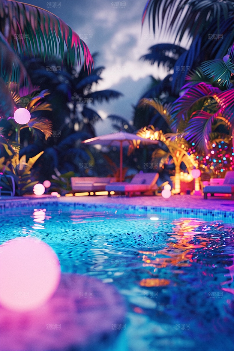 C4D泳池游泳3D模型