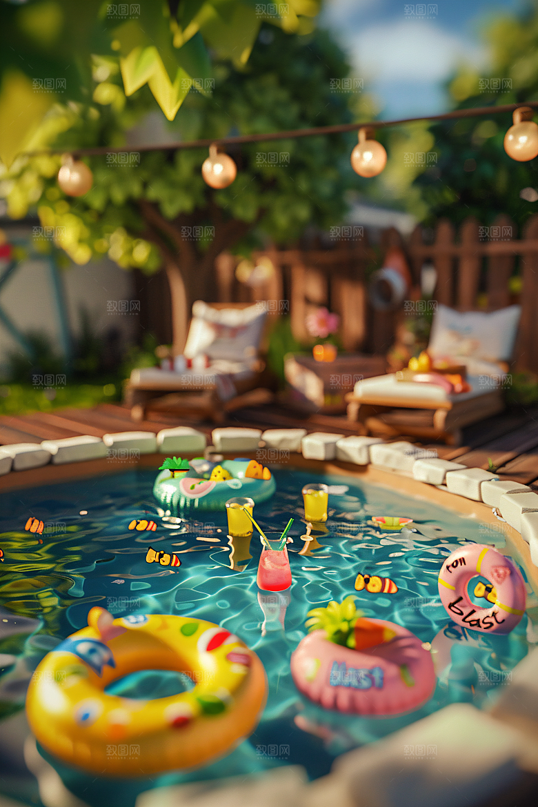 C4D泳池度假3D模型