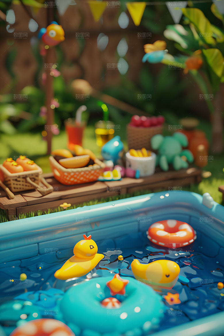 C4D泳池夏天3D模型