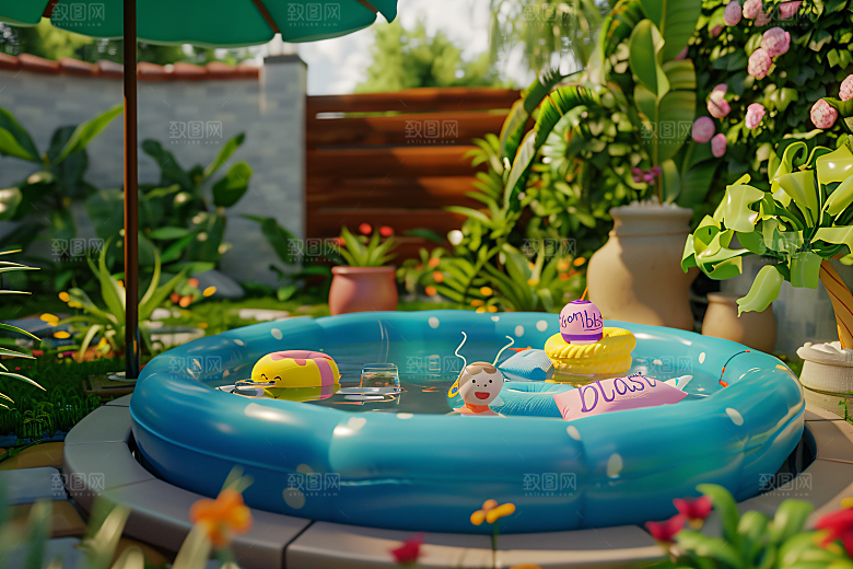 C4D泳池3D玩水模型