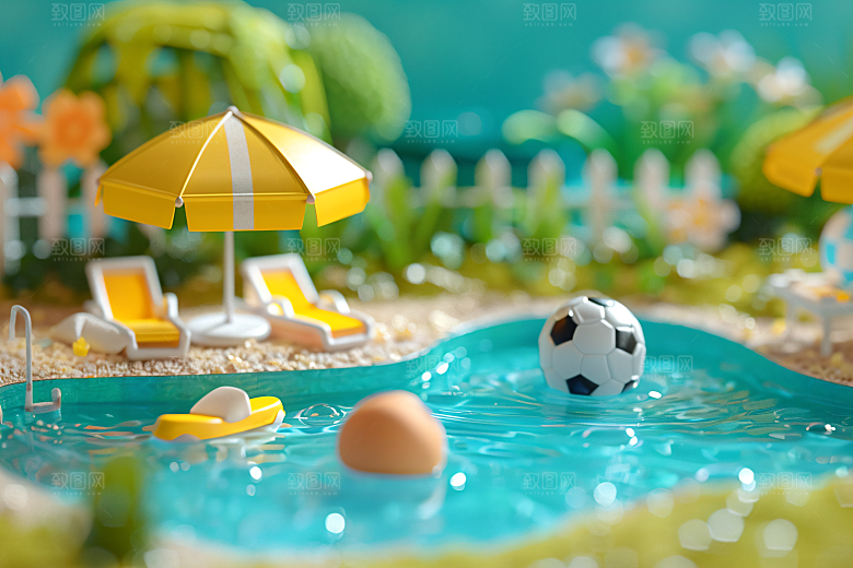 C4D泳池高清夏天模型