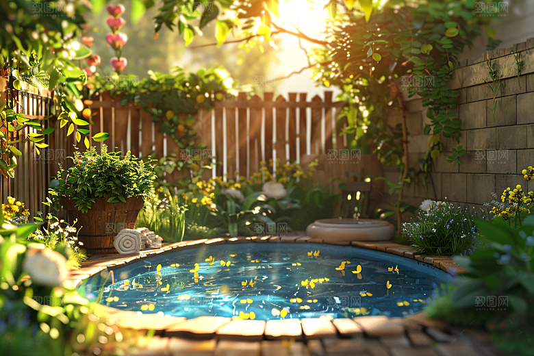 C4D泳池夏天夏日模型