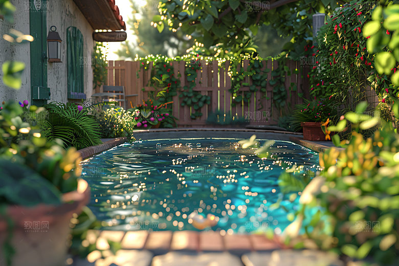 C4D泳池夏日高清模型
