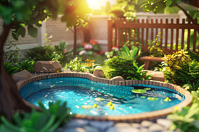 C4D泳池夏天玩水模型