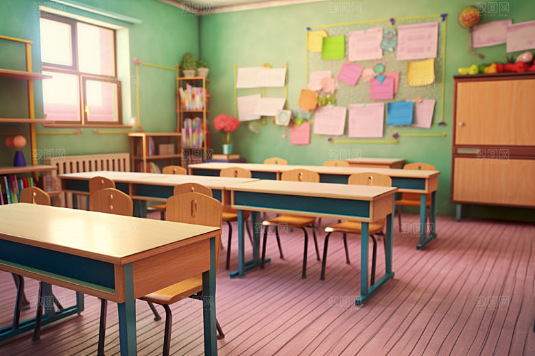幼儿园教室可爱课程效果图