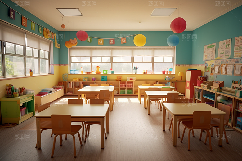 幼儿园教室上课儿童学习效果图