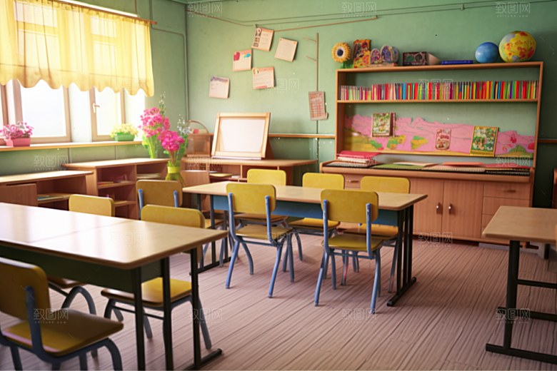 幼儿园教室儿童学习高清效果图