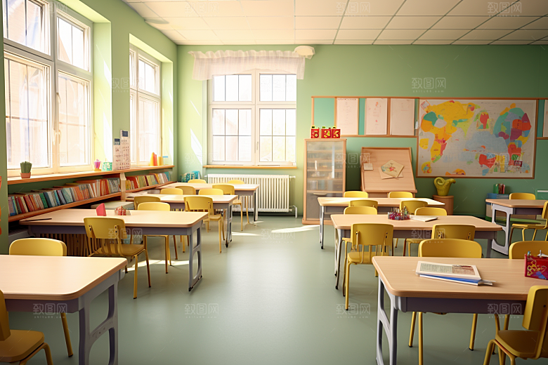 幼儿园教室高清儿童学习效果图