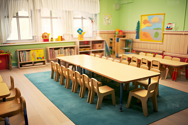 幼儿园教室儿童学习上课效果图