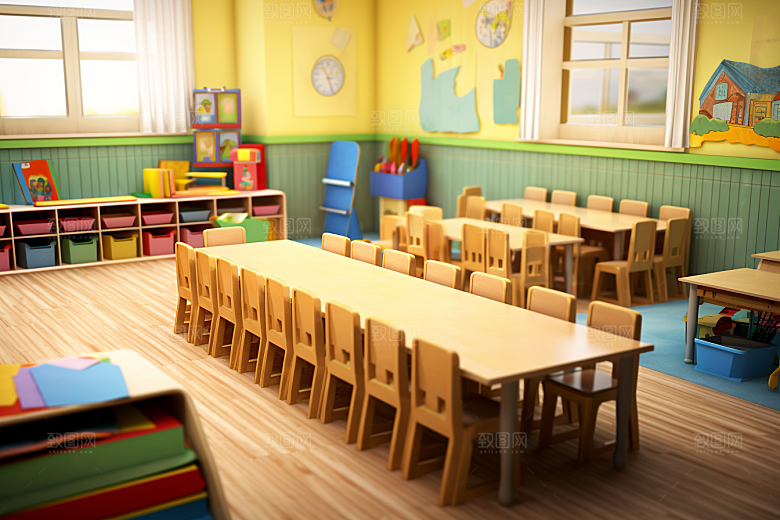幼儿园教室可爱课堂效果图