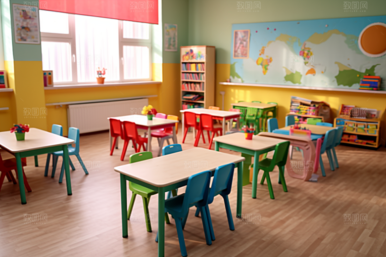 幼儿园教室高清儿童学习效果图