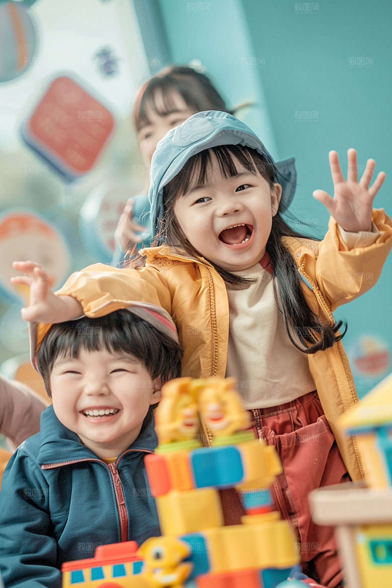 幼儿园里的小朋友学生肖像摄影图