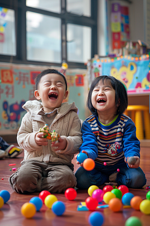 幼儿园里的小朋友可爱学前班摄影图