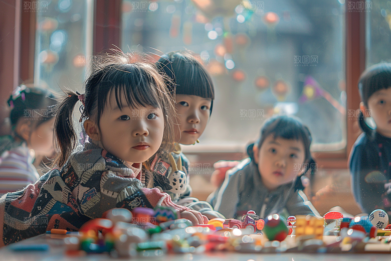 幼儿园里的小朋友可爱童真摄影图