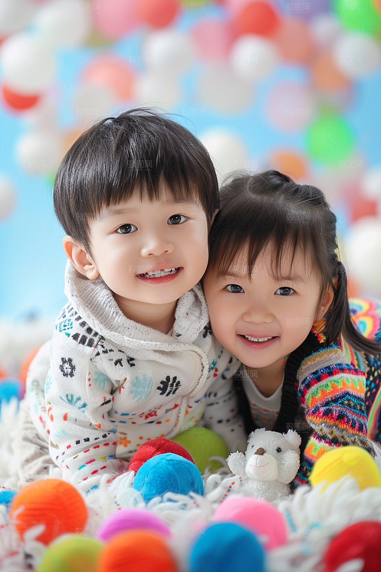 幼儿园里的小朋友学前班肖像摄影图