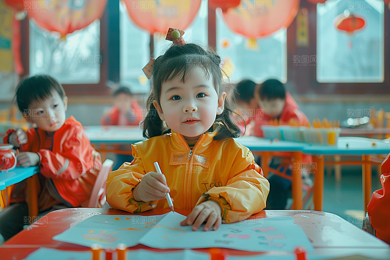 幼儿园里的小朋友学前班高清摄影图