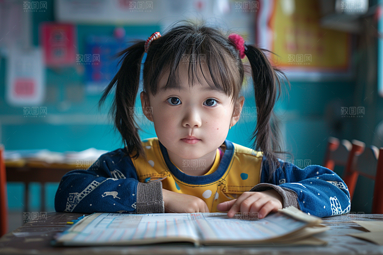 幼儿园里的小朋友学前班肖像摄影图