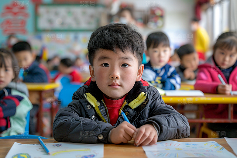 幼儿园里的小朋友童真可爱摄影图