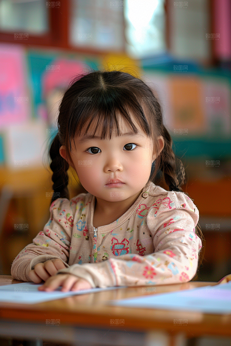 幼儿园里的小朋友上学可爱摄影图