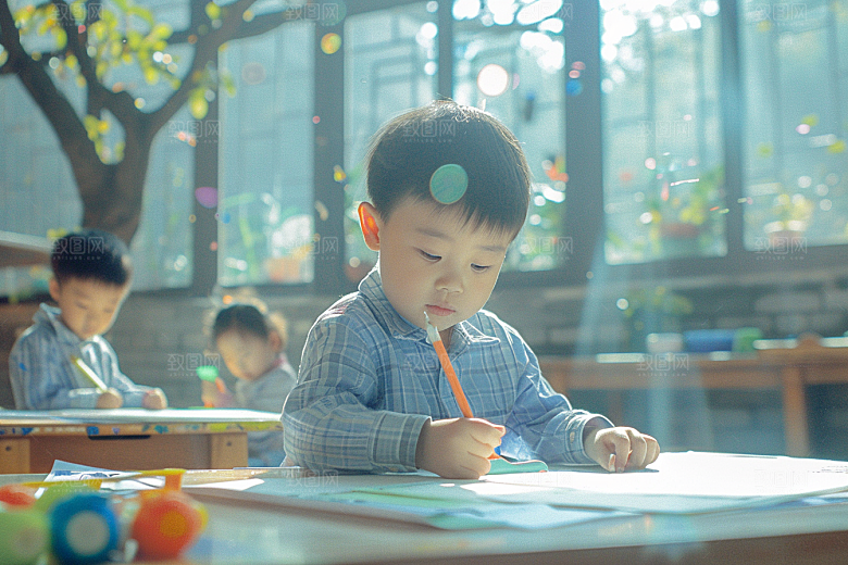 幼儿园里的小朋友学前班童趣摄影图