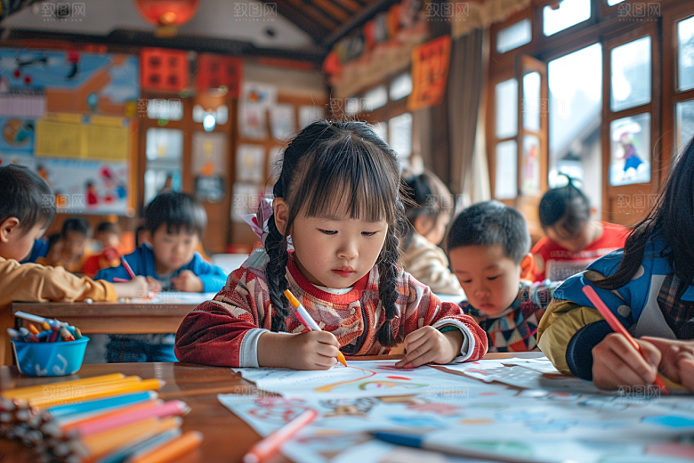 幼儿园里的小朋友学前班可爱摄影图