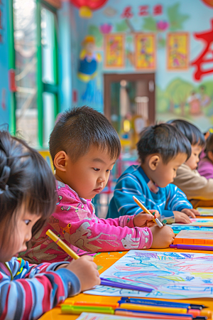 幼儿园里的小朋友学生童趣摄影图